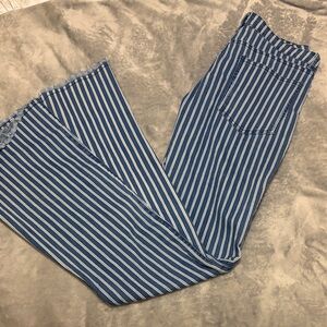 Striped Blue and White Bell-Bottom/Flare Jeans